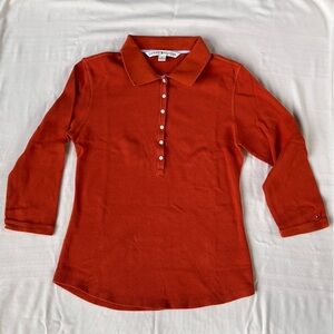 Tommy Hilfiger Waffle Knit Cotton 3/4 sleeve polo shirt